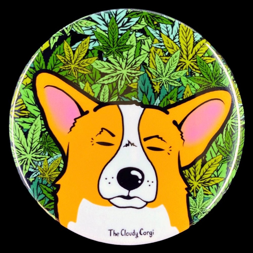 Corgi Dog Cannabis 420 Pin Button Badge Accessory